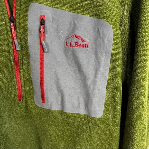 LL Bean North Ridge Fleece Mens Size M Reg Olive Green 1/4 Zip Slightly Fitted - Picture 4 of 6